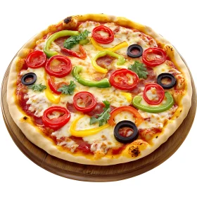 Freshly Baked Pizza with Colorful Vegetables