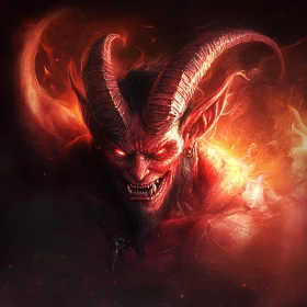 Devil with Horns in Dark Fantasy