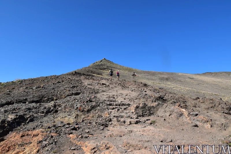 Adventurous Hike through Volcanic Terrain Free Stock Photo