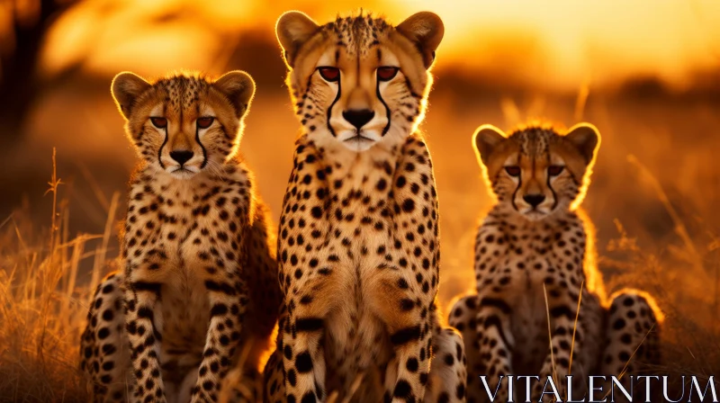 Sunset Cheetahs: A Close-Up Wildlife Image AI Image