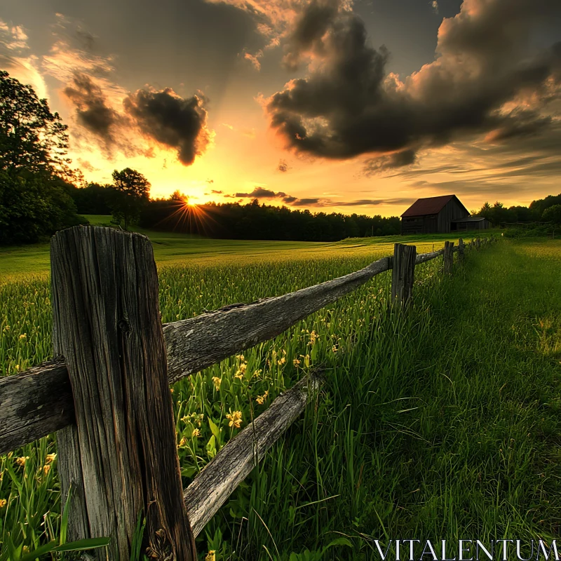 Golden Hour at the Countryside AI Image