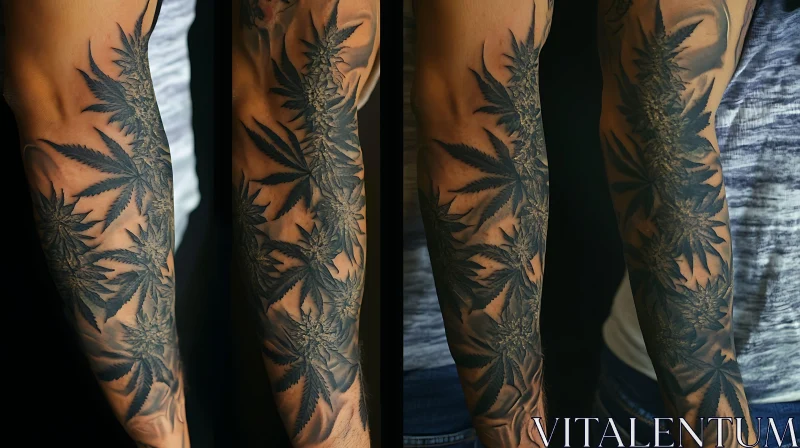 Detailed Botanical Leaf Arm Tattoo AI Image