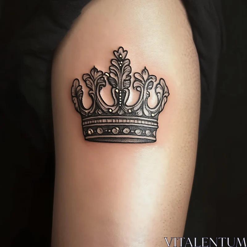 Ornate Crown Tattoo Art on Arm AI Image