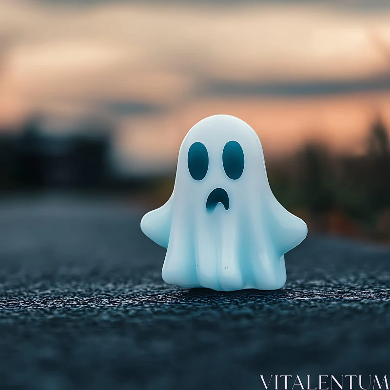 Cute Ghost Toy on Halloween AI Image