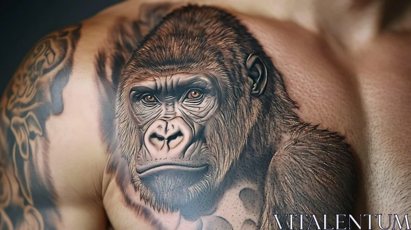 Detailed Gorilla Tattoo on Chest AI Image