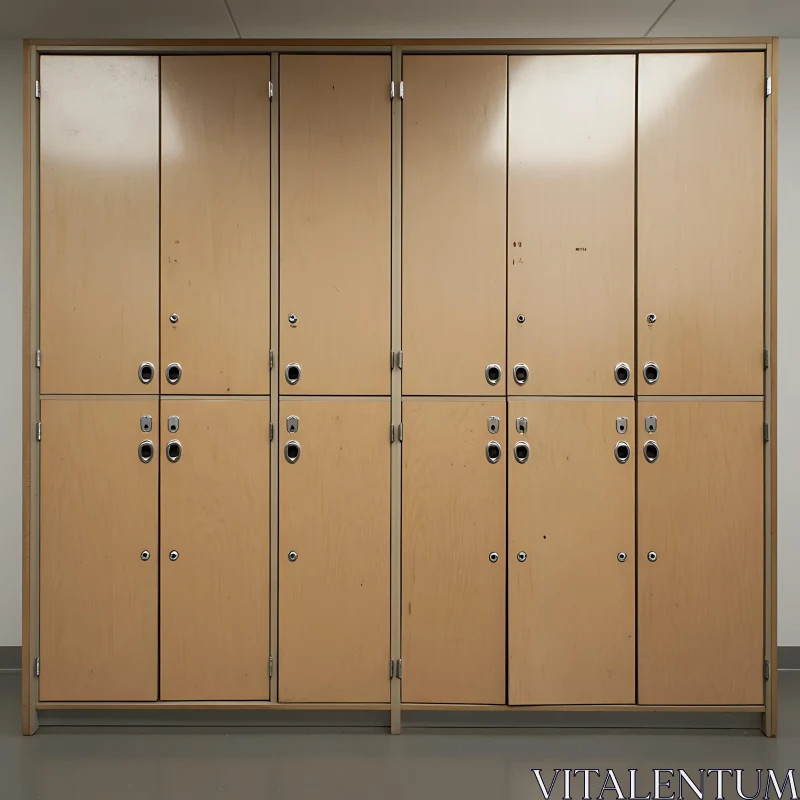 Light Brown Lockers in a Grid AI Image