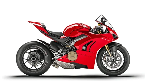 Motorcycle: Red Sportbike on White Background