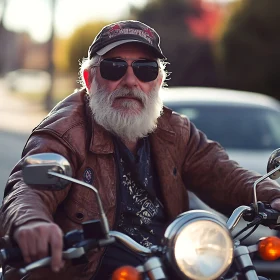 Motorcycle Rider with Leather Jacket