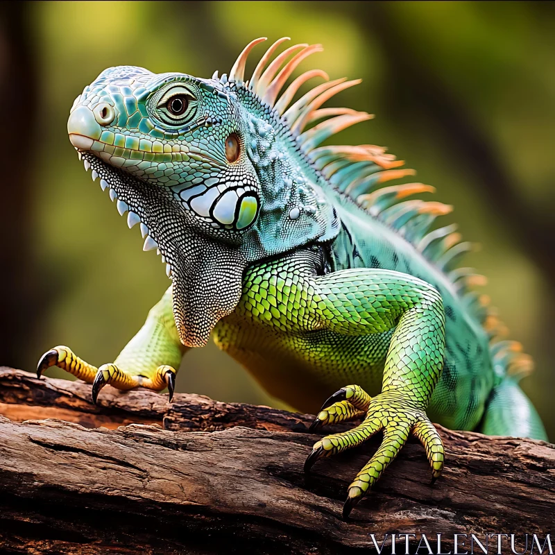 AI ART Iguana on a Tree Branch