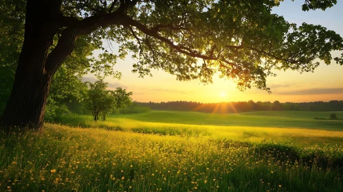 Tranquil Meadow at Dusk