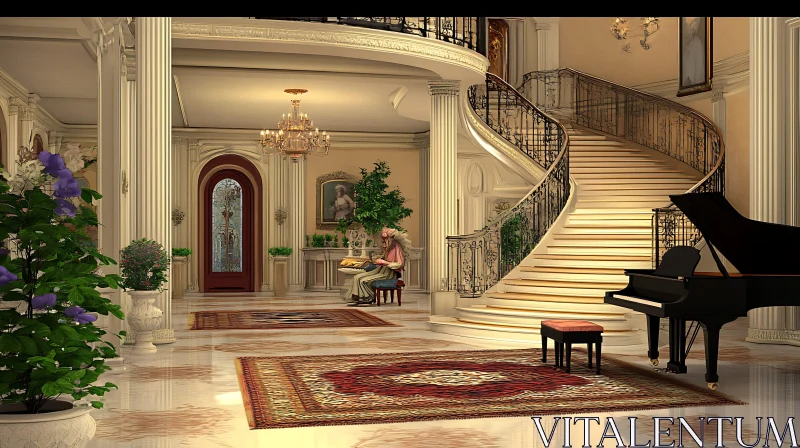 Opulent Interior with Musical Ambiance AI Image