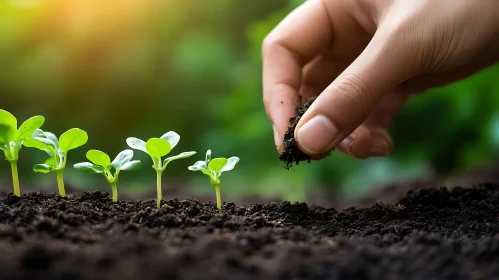 Tender Hand Planting Seedlings