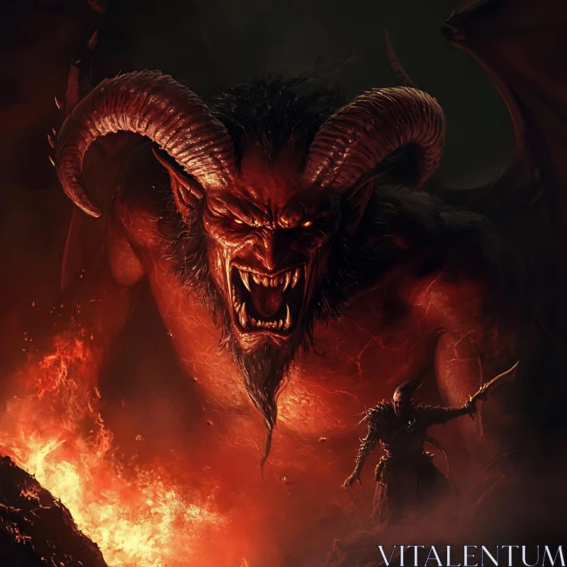 Demon in Fire: A Battle in Hell AI Image