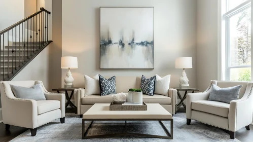 Sophisticated Living Room with Abstract Art