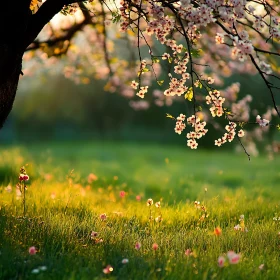 Floral Meadow in Spring Sunlight