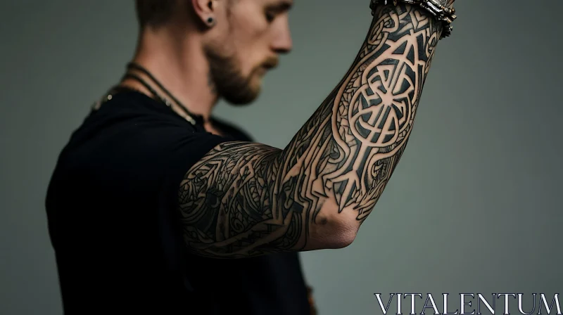 Intricate Geometric Arm Tattoo Design AI Image