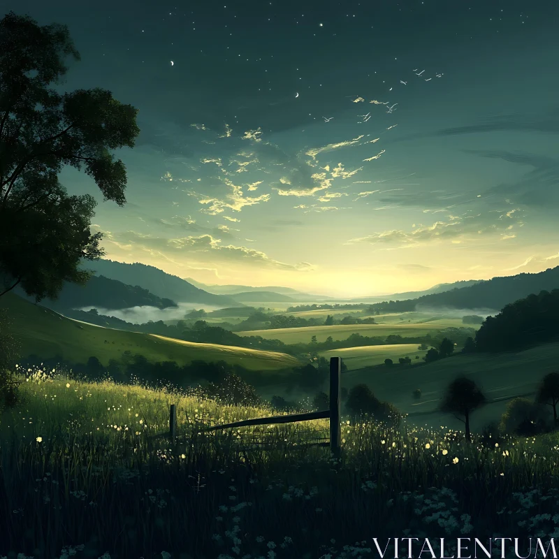 AI ART Starlit Meadow at Dusk