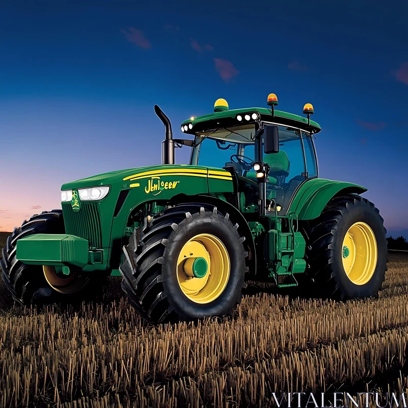 AI ART Agricultural Tractor on Harvested Field