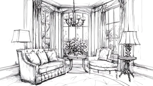 Monochromatic Interior Design Drawing