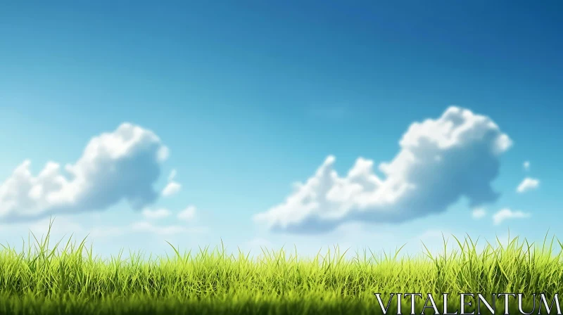 Green Grass and Cloudscape AI Image