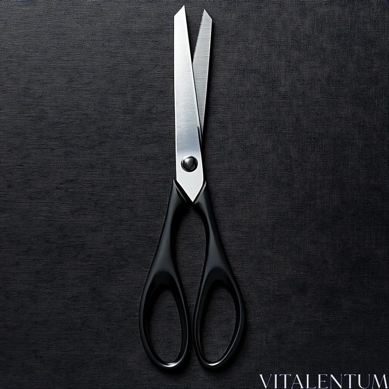 Sleek Scissors Art on Black Canvas AI Image