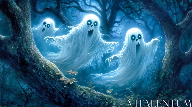 Spooky Ghosts in the Night AI Image