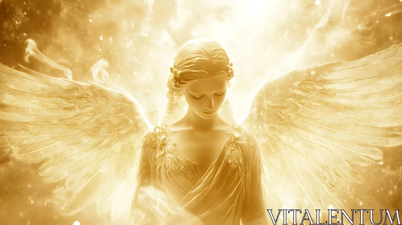 AI ART Serene Angel in Golden Radiance