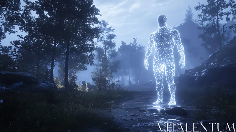 AI ART Glowing Man in the Woods