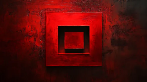 Concentric Red Squares in Abstract Art