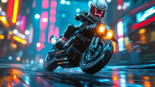 Cyberpunk Motorcycle in Neon City