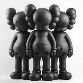 Three Black Figures: A Minimalist Composition