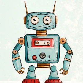 Vintage Style Robot Cartoon Illustration