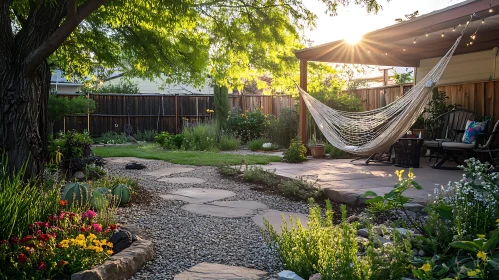 Sunlit Hammock in a Peaceful Garden