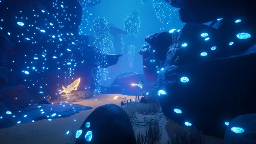 Glowing Cave Underwater