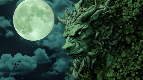 Green Dragon and Moonlit Night