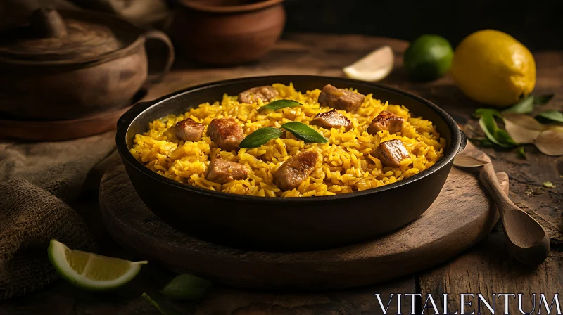 Savory Pork and Yellow Rice Dish AI Image