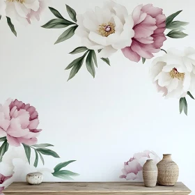 Floral Still Life with Peonies and Vases