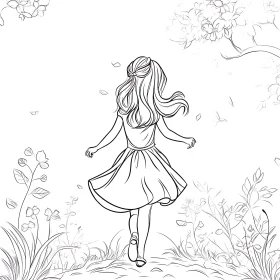 Girl Walking in Nature Artwork