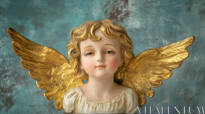 AI ART Guardian Angel Statue with Textured Background