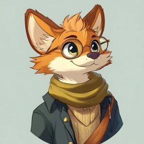 Cartoon Fox Character in Smart Attire