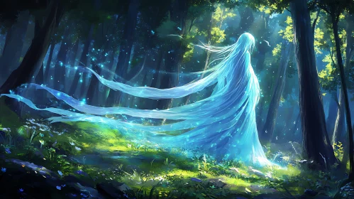 Glowing Spirit in Enchanted Forest