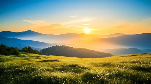 Mountain Meadow at Sunset