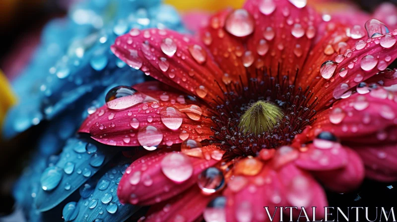 Close-up of Rain-kissed Flowers in Vibrant Colors AI Image