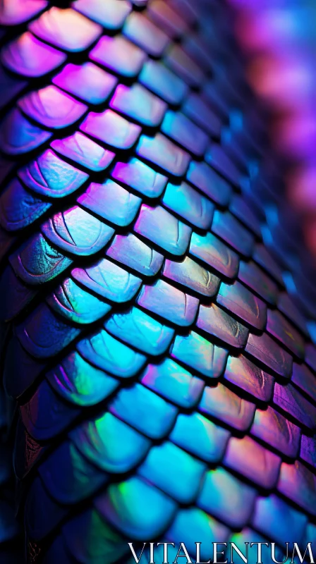 Colorful Lizard Scales Bathed in Neon Lights | Fine Feather Details AI Image