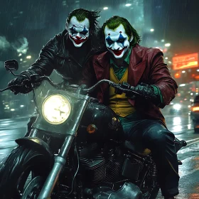 Gotham Night Ride: Jokers on a Motorcycle