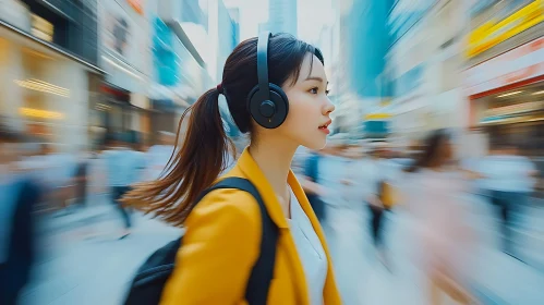 City Walker with Headphones