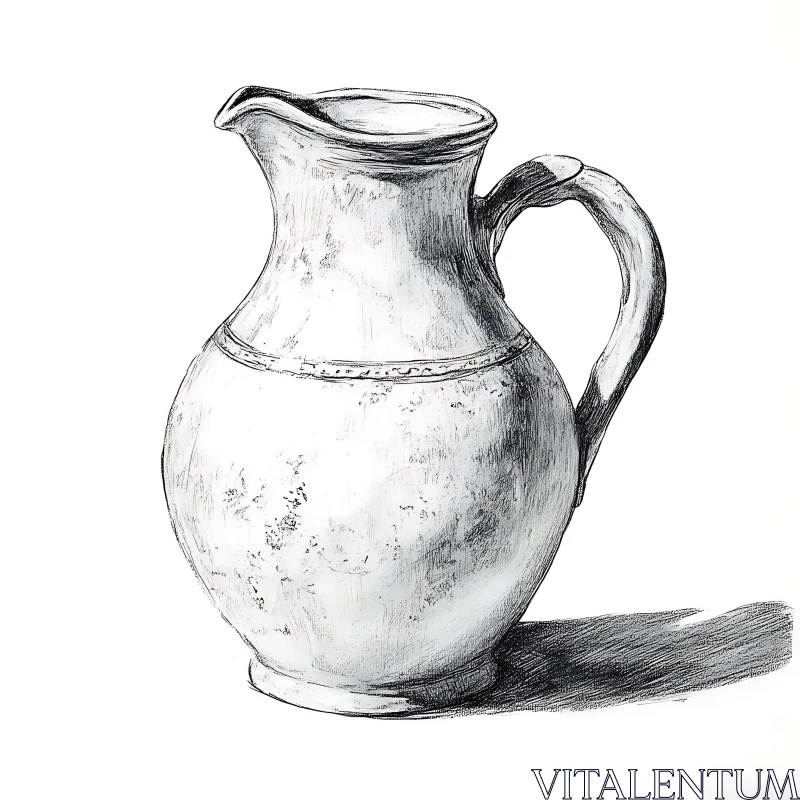 Vintage Jug Illustration | Detailed Pitcher Sketch AI Image