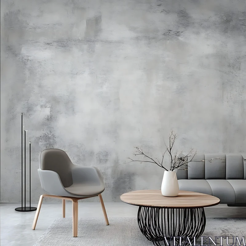 AI ART Elegant Interior with Textured Wall and Modern Furniture