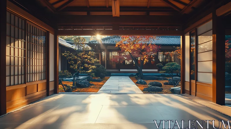 Zen Garden Through Doorway AI Image