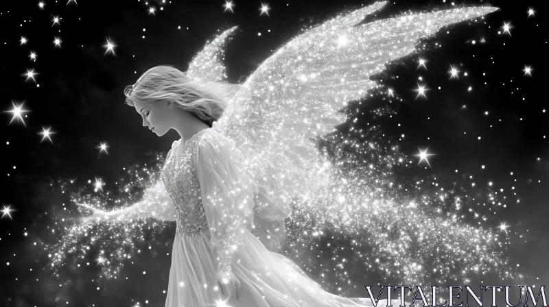 Shimmering Angel with Wings AI Image